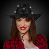LED Black Sequin Cowboy Hat