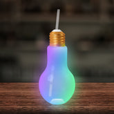 LED Light Bulb Cup with Lid & Straw