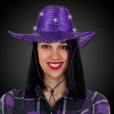LED Purple Sequins Cowboy Hat