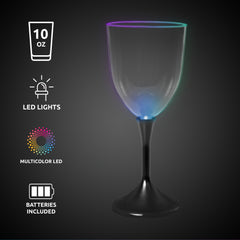 LED 10 oz. Wine Glass Black Stem