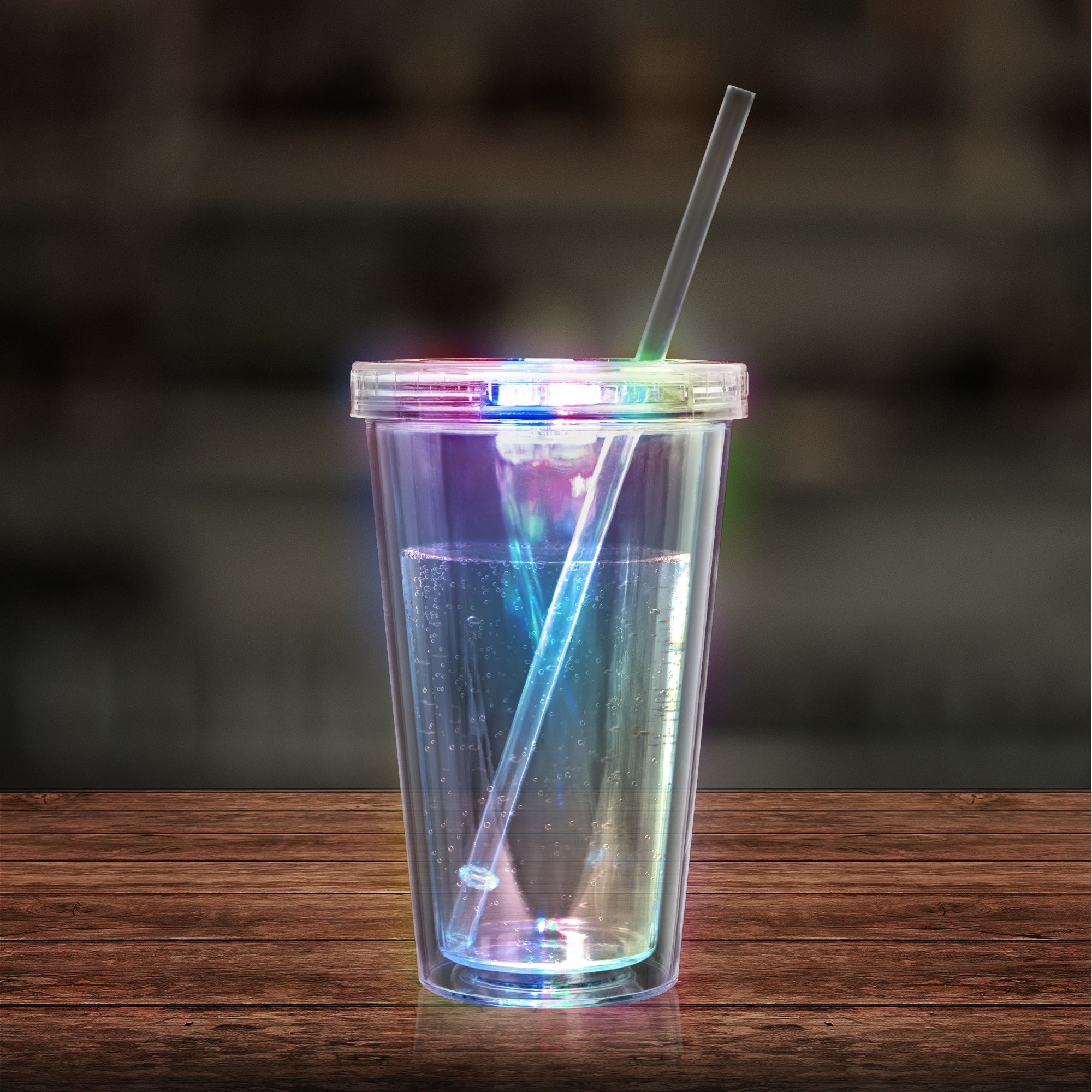 Pvc Cup Led LED Double Wall Plastic Tumbler Cup with Lid and Straw – Night Flyer Golf