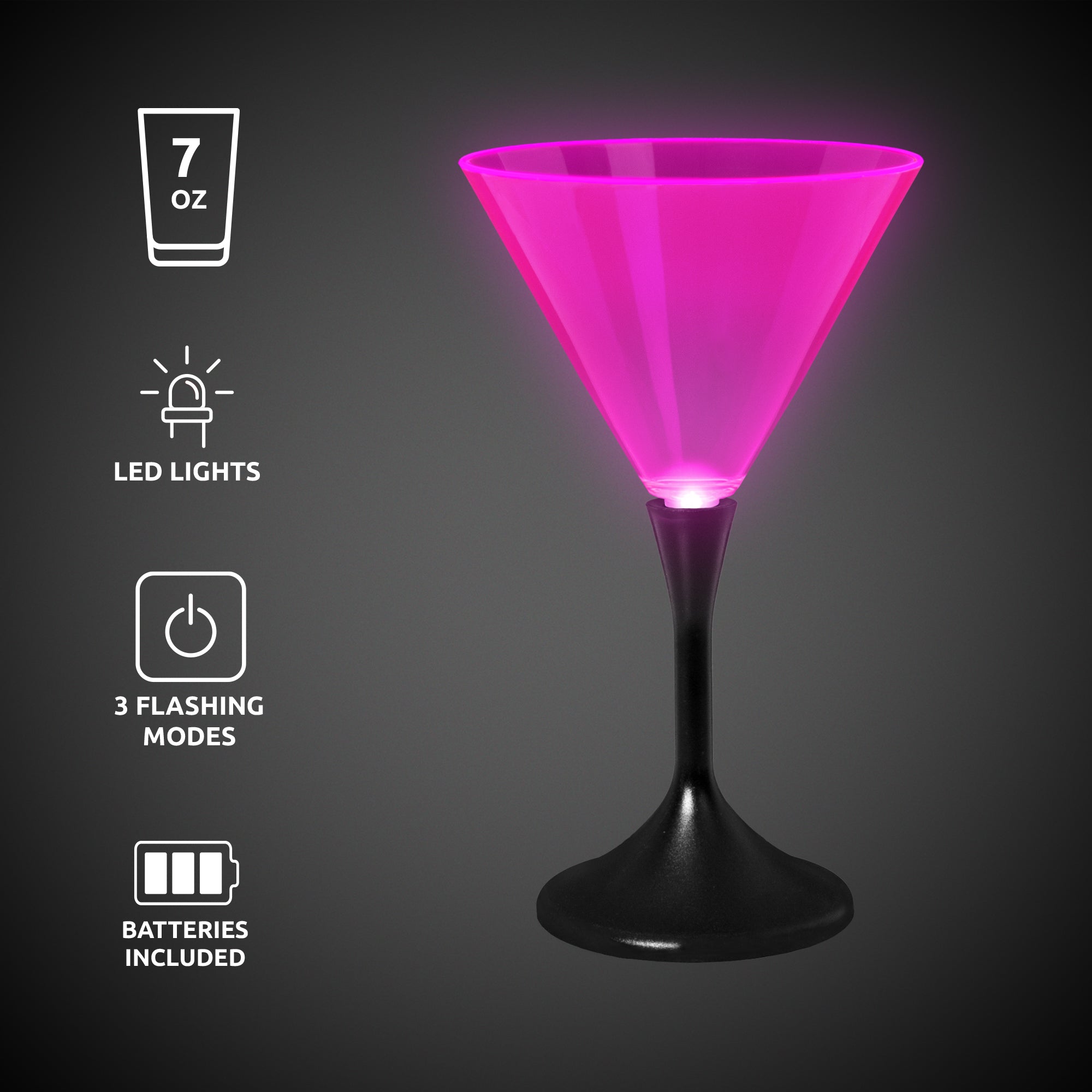 Neon Pink LED Martini Glass 7oz Night Flyer Golf Neon Pink LED Martini Glass 7oz Night Flyer Golf