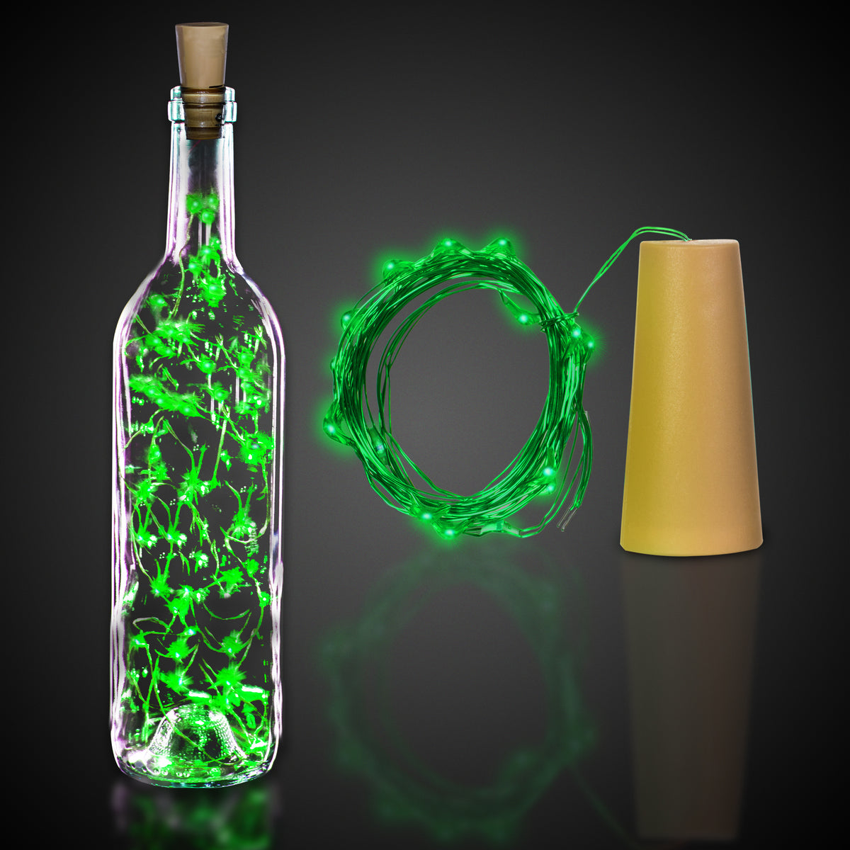 Green LED Cork String Light Set