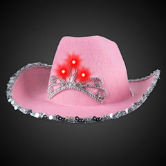 LED Pink Felt Cowboy Hat