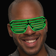 Green Slotted EL Wire Eyeglasses