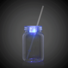 LED 20 oz. Mason Jar with Straw