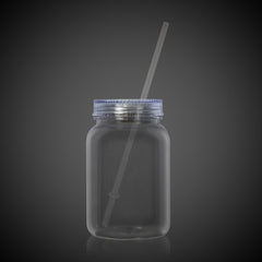 LED 20 oz. Mason Jar with Straw