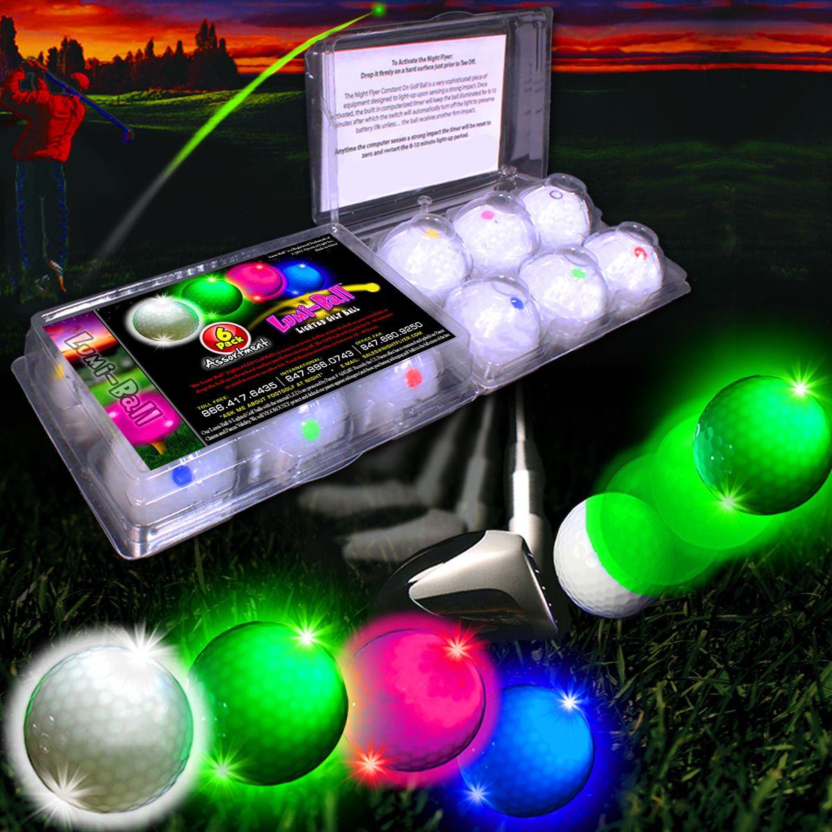 Assorted Color Novelty LED Golf Balls