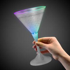 LED 7 oz. Martini Glass With White Stem