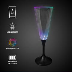 LED 7 oz. Champagne Glass Black Stem