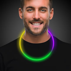 Green, Purple and Yellow 22" Glow Necklaces