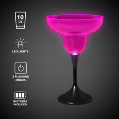 Neon Pink LED 10 oz. Margarita Glass