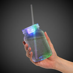LED 20 oz. Mason Jar with Straw