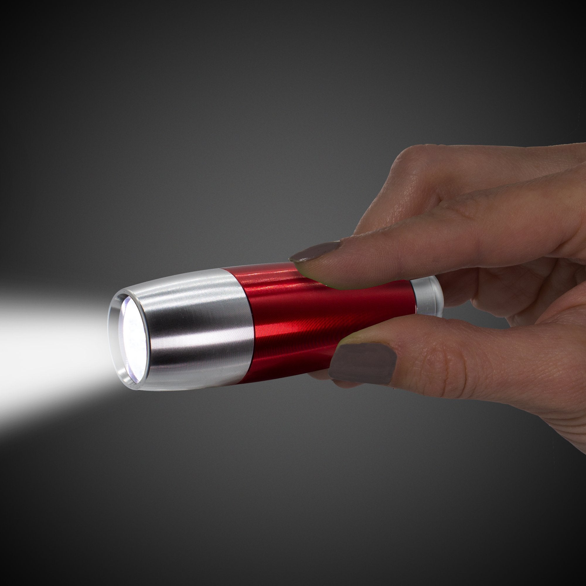 Silver Led LED Red and Silver Mini Taper Flashlight-4