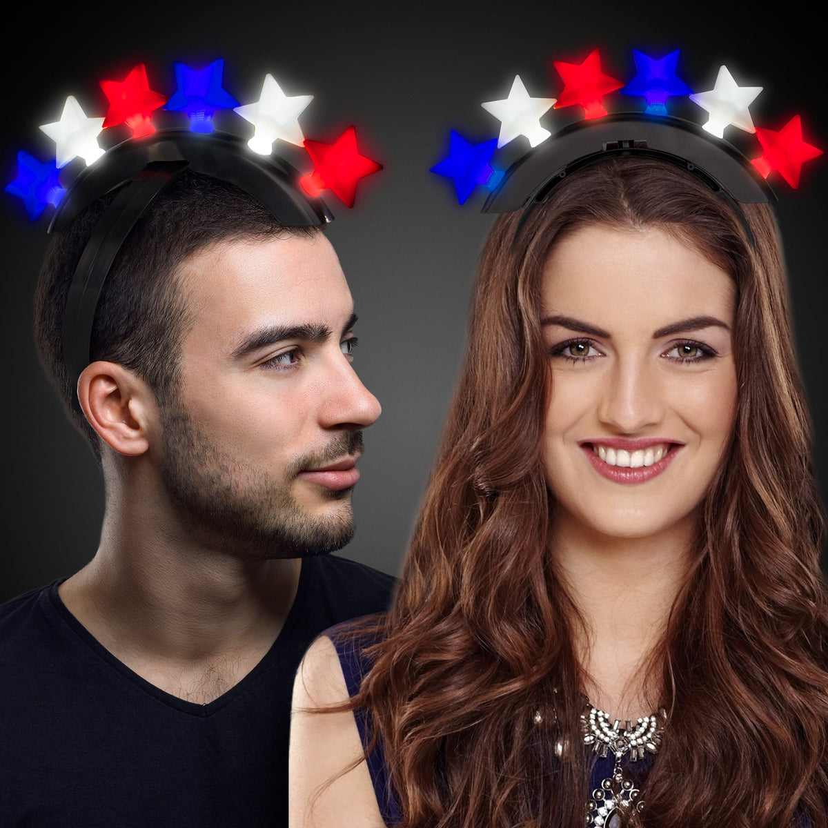 LED Patriotic Stars Mohawk Headband