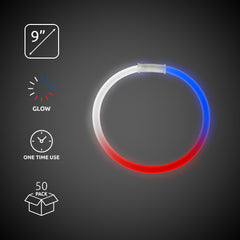 Red, White, Blue Glow 9" Bracelets