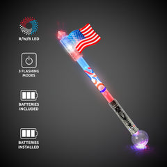 America 250 LED American Flag Wand with Prism Ball