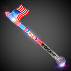 America 250 LED American Flag Wand with Prism Ball